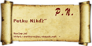 Petku Niké névjegykártya